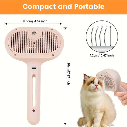 Pet Spray Massage Comb, Steam Grooming Brush, Cat Hair Remover, Cat and Dog Shedding Remover, No-Shower Cat Comb