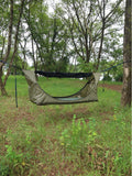 🔥⛺Outdoor Single-Person Flat-Fold Hammock Tent with Mosquito Net and Waterproof Outer Tent—for one person—ideal for backpacking, hiking, and camping—lightweight, comes with a sleeping pad