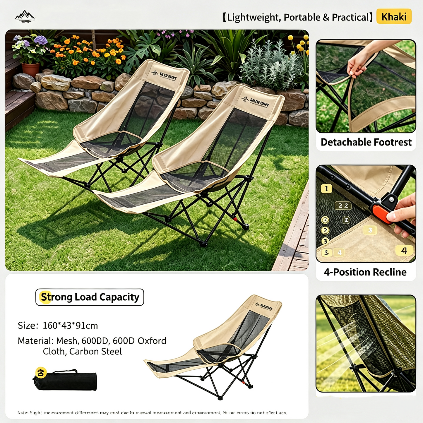 Fold‑Out Reclining Camping Lounge Chair with Footrest | Breathable & Heavy‑Duty for All Outdoor Scenes