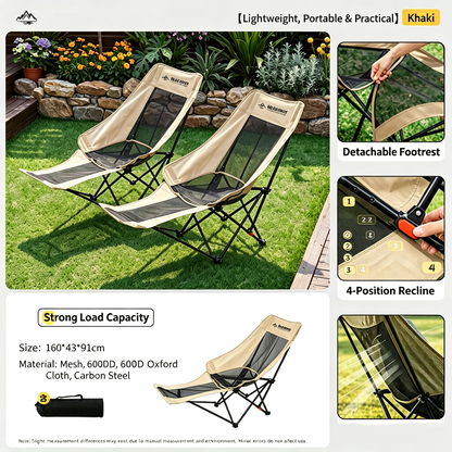 Fold‑Out Reclining Camping Lounge Chair with Footrest | Breathable & Heavy‑Duty for All Outdoor Scenes