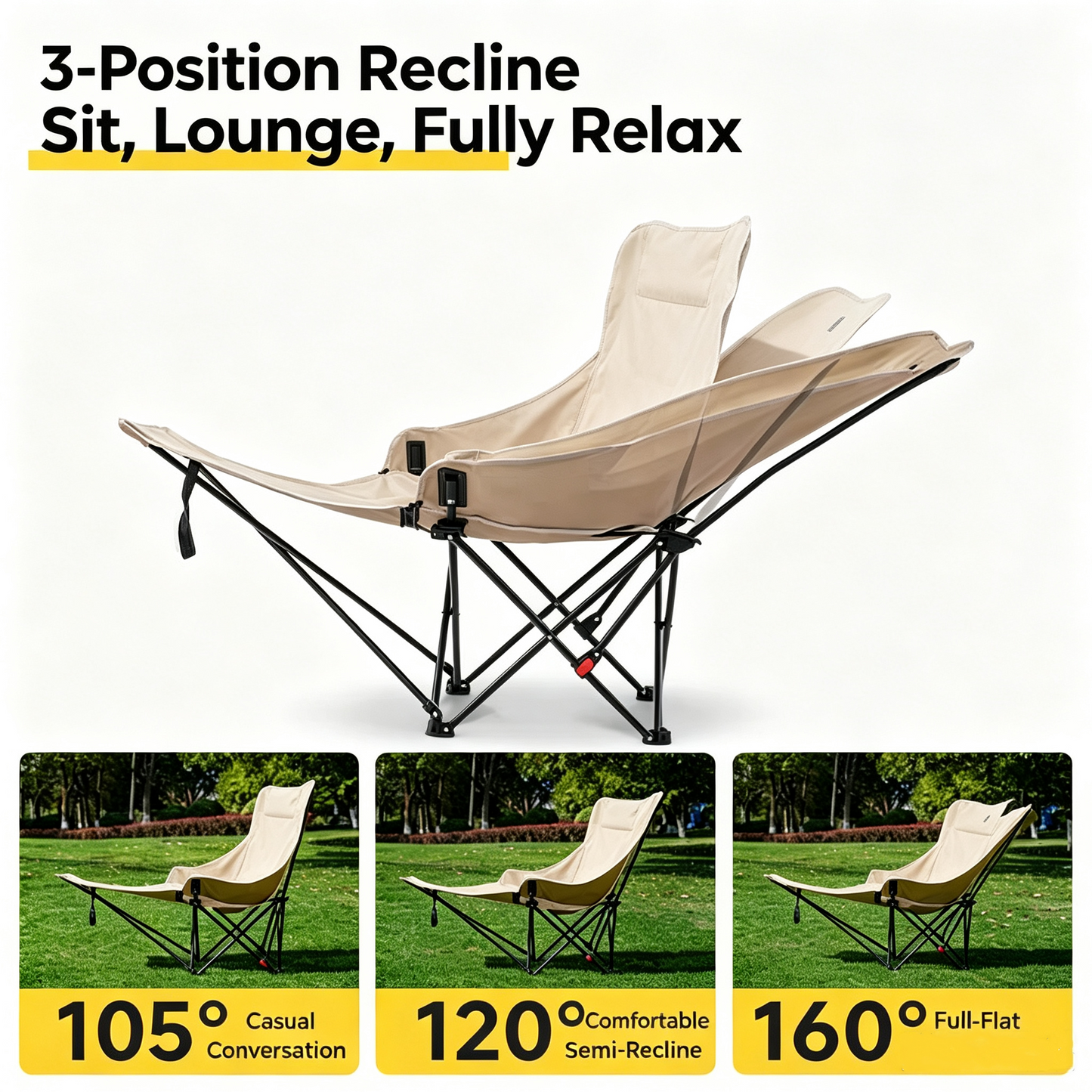 Fold‑Out Reclining Camping Lounge Chair with Footrest | Breathable & Heavy‑Duty for All Outdoor Scenes