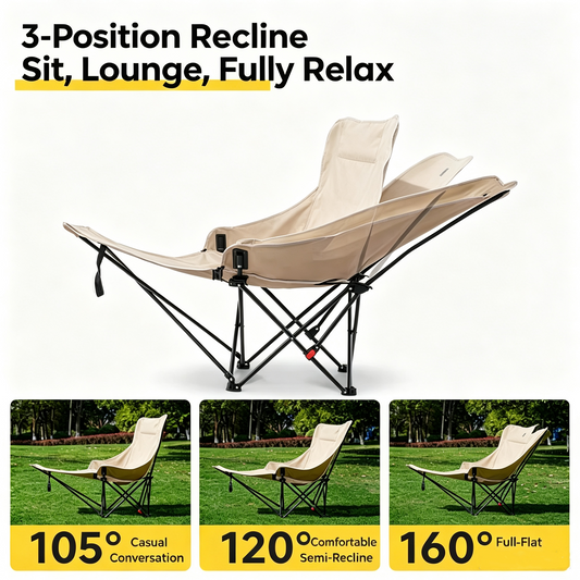 Fold‑Out Reclining Camping Lounge Chair with Footrest | Breathable & Heavy‑Duty for All Outdoor Scenes