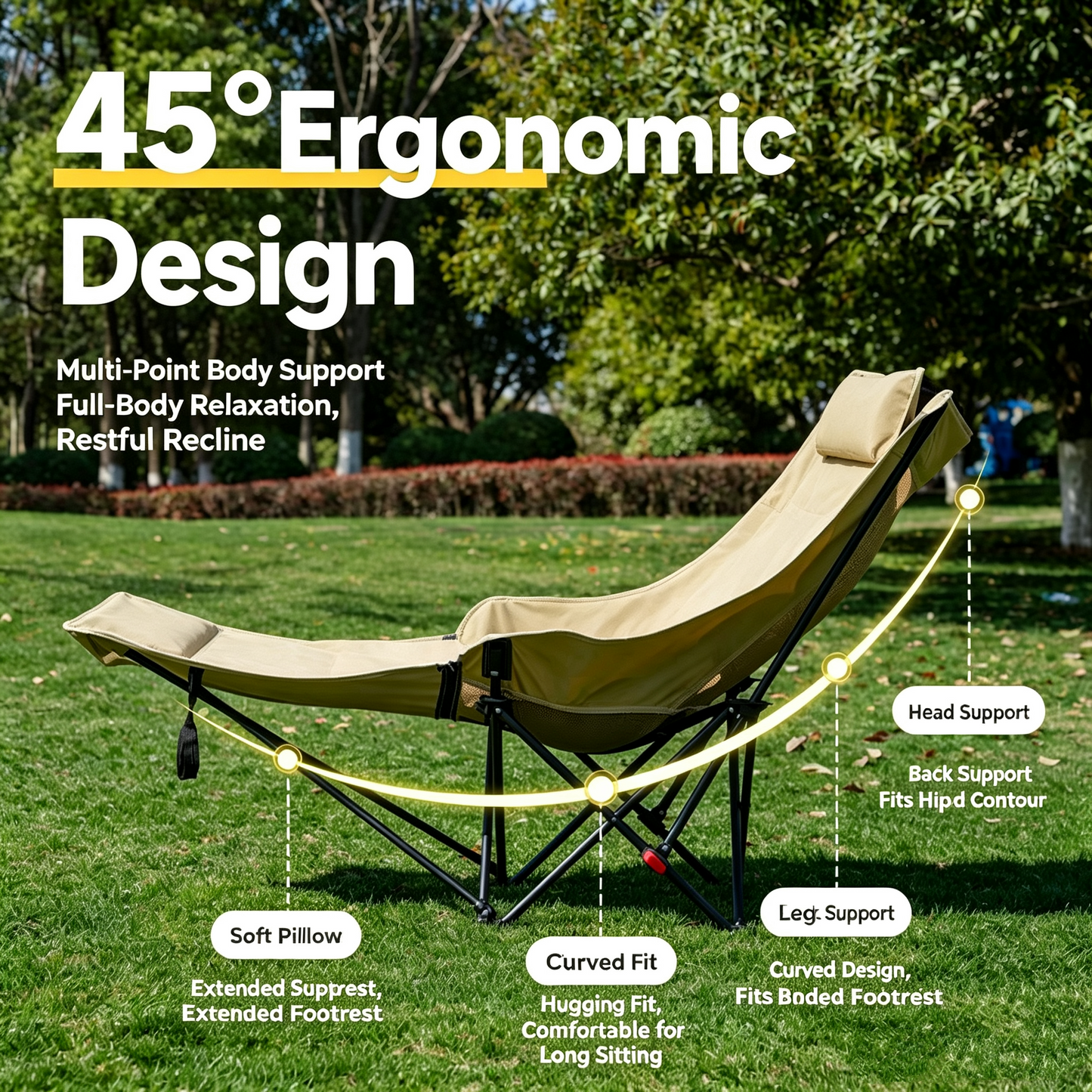 Fold‑Out Reclining Camping Lounge Chair with Footrest | Breathable & Heavy‑Duty for All Outdoor Scenes