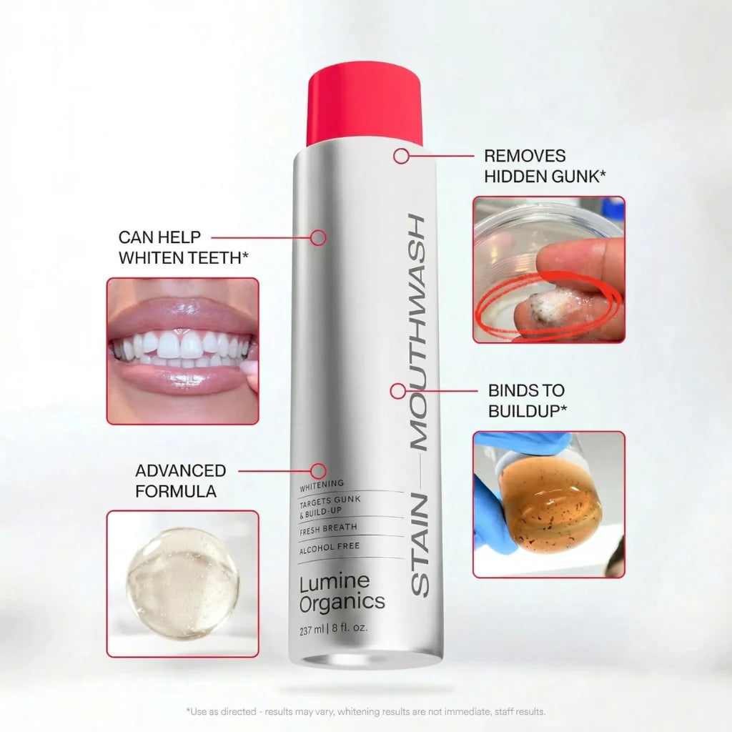 lD Stain WhHismiitening Mouthwash for White Teeth, Freshens Breath with Essential Oils 237ml