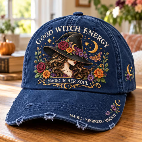 🔥LAST DAY 49% OFF - 🌙 Good Witch Energy Floral Witch Baseball Cap (🧢100% Cotton)