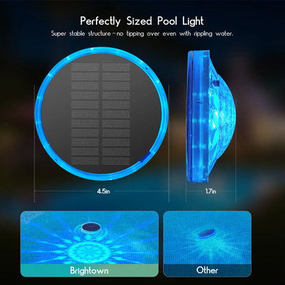 Solar-Powered Floating Pool Lights, RGB Pool Light Strips with Remote Control, IP68 Waterproof, Suitable for Above-Ground Pools, Pool Parties, In-Ground Pools, and Hot Tubs