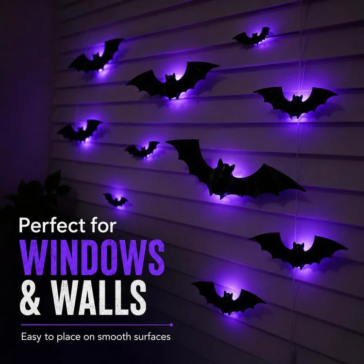 🦇 3D Bat Light LED Decorations - Halloween Spooky Ornaments