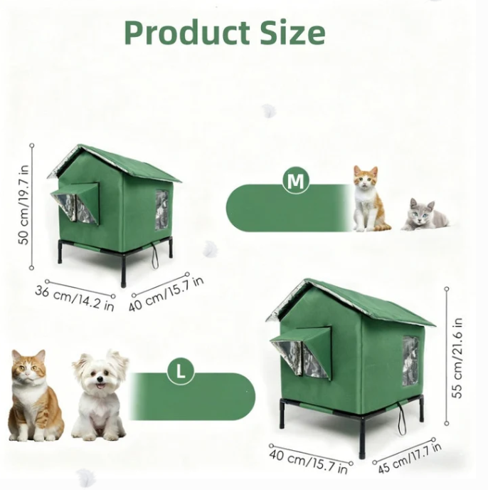 🐈 All-Weather Elevated Outdoor Cat House – Waterproof, Insulated, Foldable 🌧️