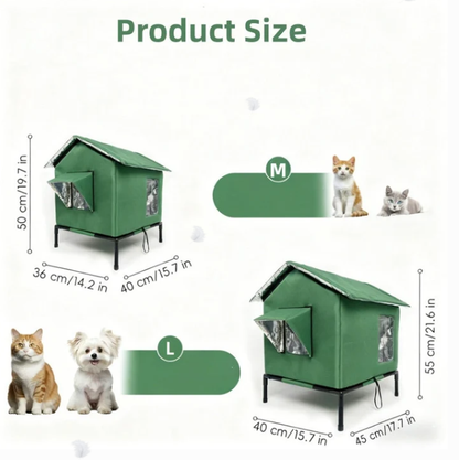 🐈 All-Weather Elevated Outdoor Cat House – Waterproof, Insulated, Foldable 🌧️