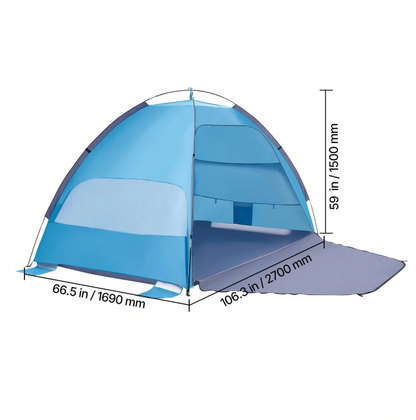 Beach Tent Sun Shelter For 6 Person, UPF 50+ Protection, Portable Sun Shade Canopy With Carrying Bag & Sand Pockets, Lightweight And Easy Setup Beach Umbrella For Family Camping Outdoor Picnic