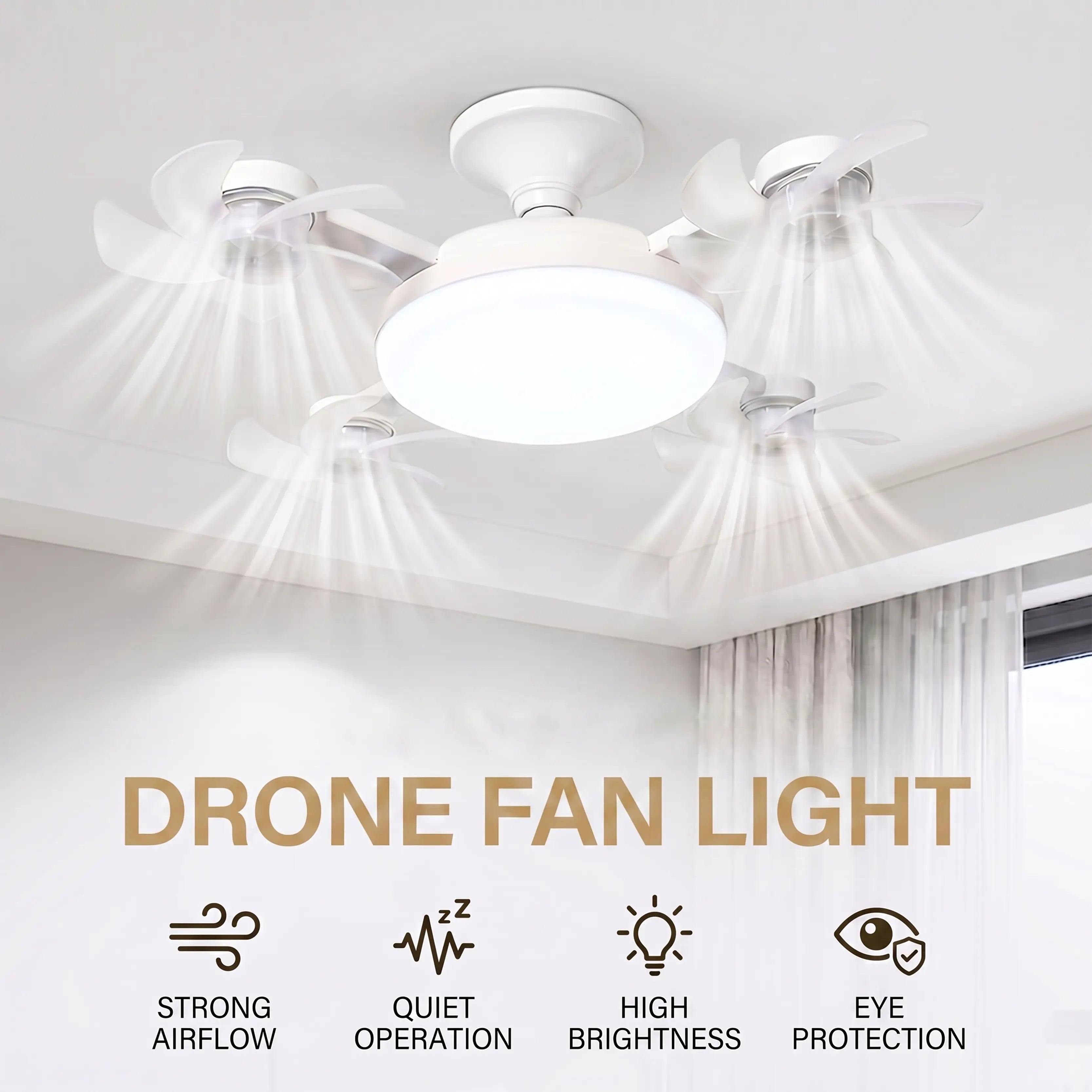 E27 Fan with Remote Control Light: 2-in-1 Lighting and Cooling Chandelier with Adjustable Light Switch and Functions