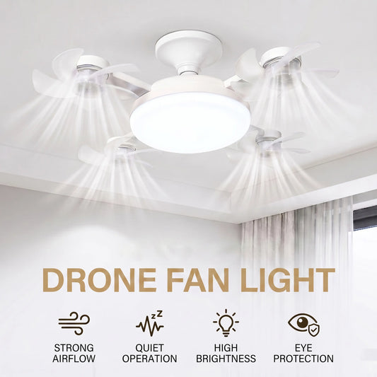 E27 Fan with Remote Control Light: 2-in-1 Lighting and Cooling Chandelier with Adjustable Light Switch and Functions