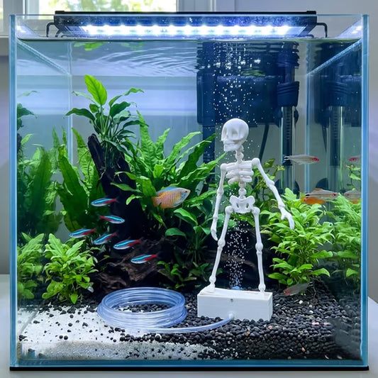 💀Dancing Skeleton Aquarium Ornament with Bubbles