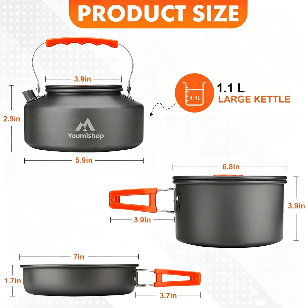 U.mi-Q17pcs Camping Cookware Mess Kit,for Camping,Backpacking,Picnic