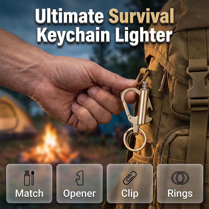 Multifunctional Permanent Match Keychain 🌨️Waterproof & Windproof Ignition – Survival Tool for Camping & Emergency 🏕️