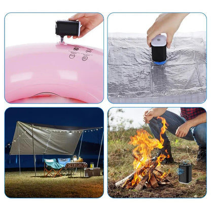 🏕️ Rechargeable Camping Air Pump – LED Light, Fast Inflation, Compact & Portable