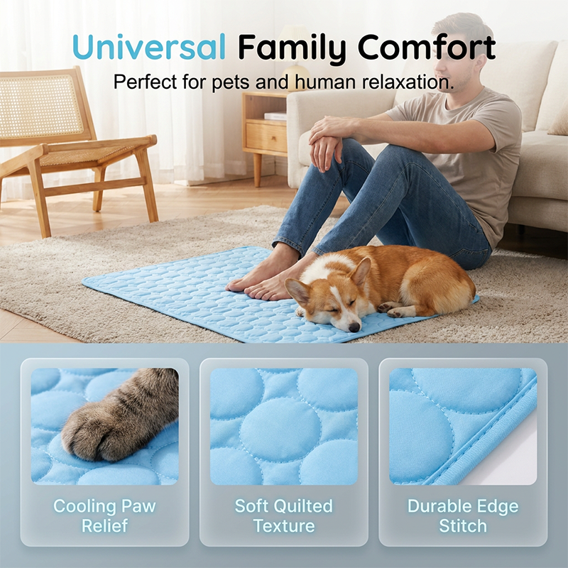 Summer Pet Cooling Mat Breathable Ice Silk Bed