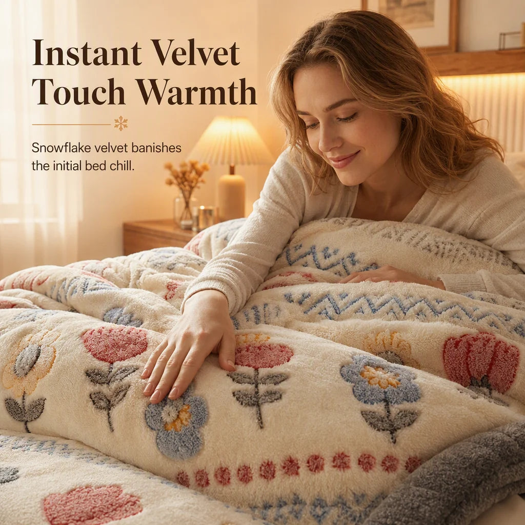 ⏳Limited-time 50% off⏰🛌 Double-Sided Sherpa Fleece Comforter – Thick Warm Winter Quilt, Soft Velvet Feel | Cozy Bedroom Bedding for Ultimate Comfort❄️