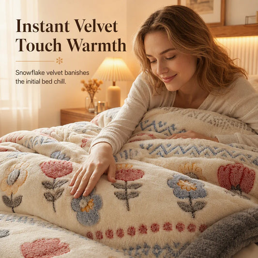 ⏳Limited-time 50% off⏰🛌 Double-Sided Sherpa Fleece Comforter – Thick Warm Winter Quilt, Soft Velvet Feel | Cozy Bedroom Bedding for Ultimate Comfort❄️